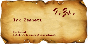 Irk Zsanett névjegykártya